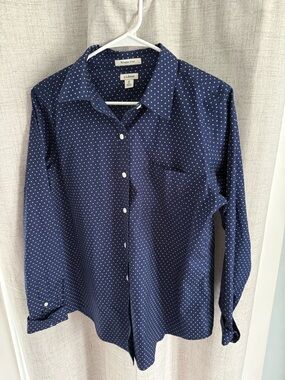 L.L. Bean Women’s Navy Shirt with White Dot Pattern